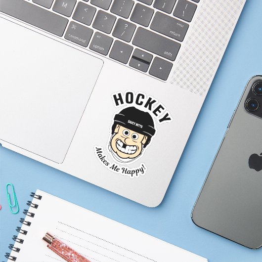 Hockey macht mich glücklich über den lustigen Cart Aufkleber (Laptop mit iPhone)