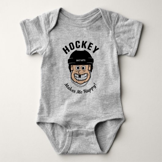 Hockey macht mich glücklich zum Funny Hockey Playe Baby Strampler (Vorderseite)