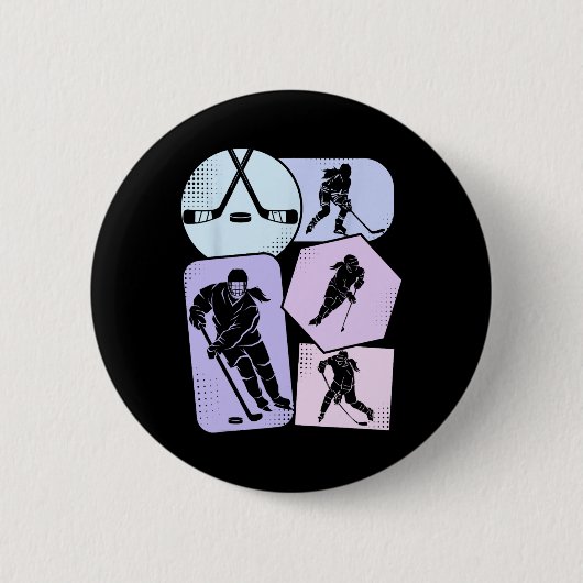 Hockey Mädchen Eishockey Kinder Jugend  Button (Vorderseite)