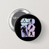 Hockey Mädchen Eishockey Kinder Jugend  Button (Vorne & Hinten)
