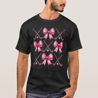 Hockey Mädchen Feld Hockey Mädchen Kokette Schleif T-Shirt