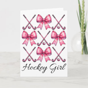 Hockey Mädchen Feldhockey Mädchen Kokette Schleife Karte