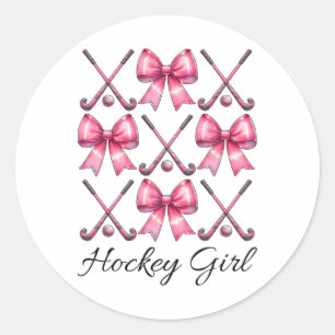 Hockey Mädchen Feldhockey Mädchen Kokette Schleife Runder Aufkleber