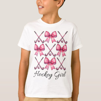 Hockey Mädchen Feldhockey Mädchen Kokette Schleife T-Shirt