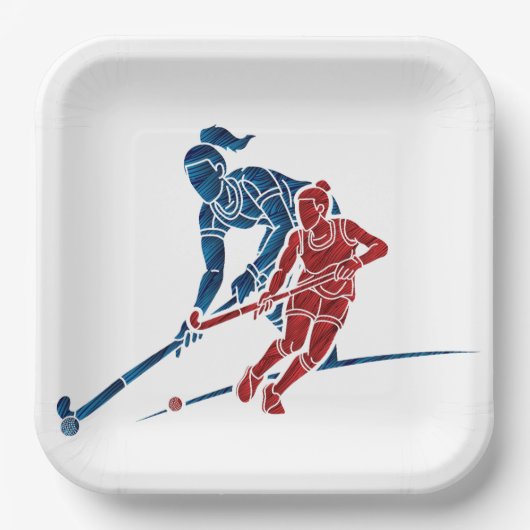 Hockey Mädchen Pappteller (Vorderseite)