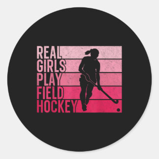Hockey Mädchen spielen Hockey Runder Aufkleber
