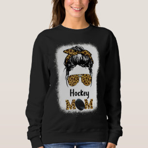 Hockey Mama Bleached Leopard Sport Bun Hair Sungla Sweatshirt