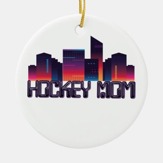 Hockey Mama City Skyline Keramik Ornament (Vorne)