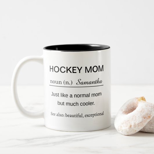 Hockey-Mama - Definition Zweifarbige Tasse (Mit Donut)