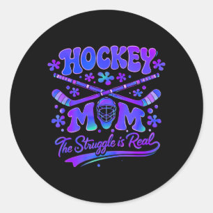 Hockey-Mama Der Kampf Ist Echt Torwartmaske Sticks Runder Aufkleber