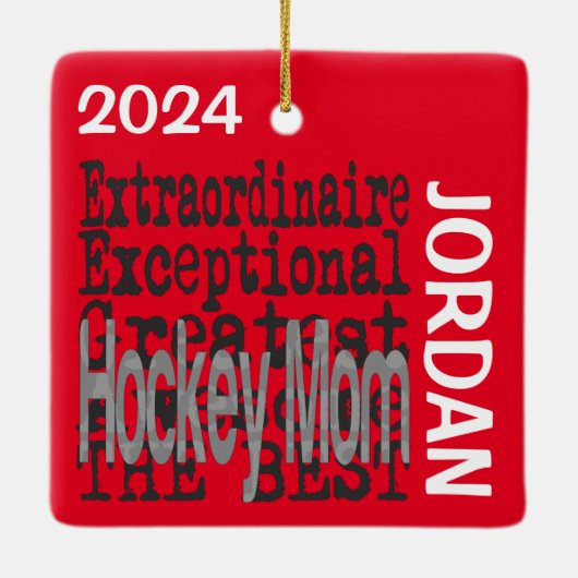 Hockey Mama Extraordinaire CUSTOM Keramikornament (Rückseite)