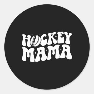 Hockey Mama Groovy Eishockey-Mama eines Hockey-Spi Runder Aufkleber