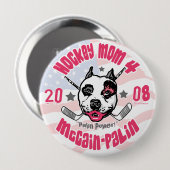 Hockey-Mama-Gruben-Stier-Lippenstift 2 Button (Vorne & Hinten)