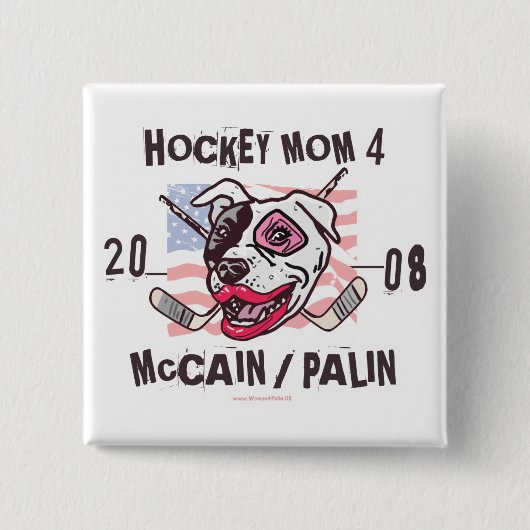 Hockey-Mama-Gruben-Stier-Lippenstift Button (Vorderseite)