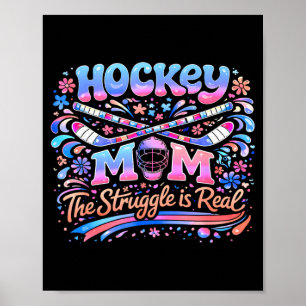 Hockey-Mama Pink Blau Retro 70er Groovy Vintage Sp Poster