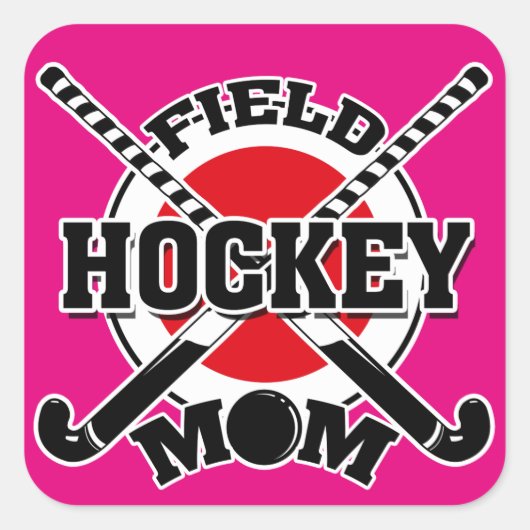Hockey-Mama Quadratischer Aufkleber (Vorderseite)