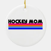 Hockey-Mama Streifen Keramik Ornament (Hinten)
