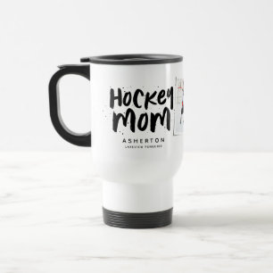 Hockey-Mama trendiges schwarzes Typ personalisiert Reisebecher