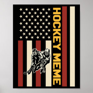 Hockey-Meme Hockeyspieler US-Flagge Poster