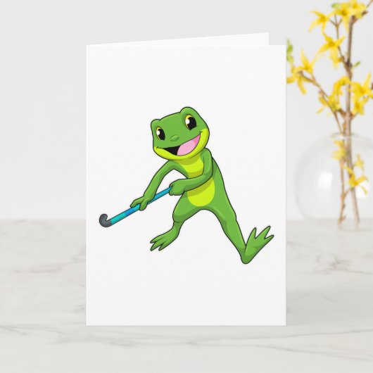 Hockey mit Hockey-Schläger Karte (Gelbe Blume)