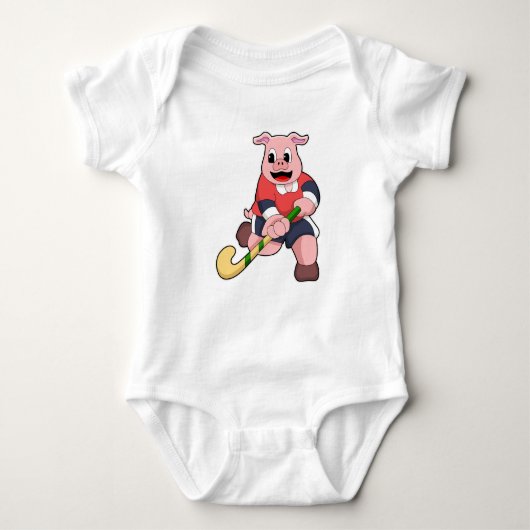 Hockey mit Hockeyschläger Baby Strampler (Vorderseite)