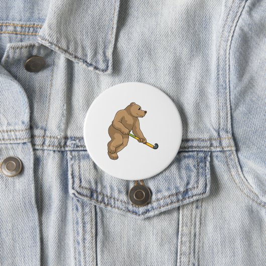 Hockey mit Hockeyschläger Button (Beispiel)