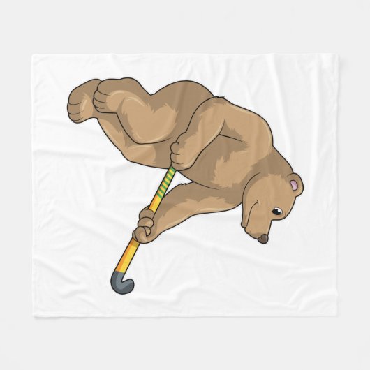 Hockey mit Hockeyschläger Fleecedecke (Vorderseite (Horizontal))