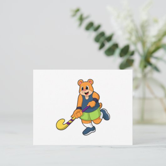 Hockey mit Hockeyschläger Postkarte (Stehend Vorderseite)