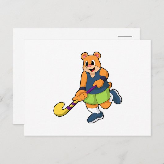 Hockey mit Hockeyschläger Postkarte (Vorne/Hinten)
