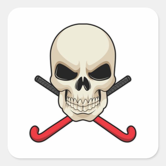 Hockey mit Hockeyschläger Quadratischer Aufkleber (Vorderseite)