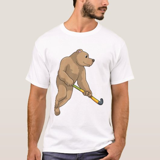 Hockey mit Hockeyschläger T-Shirt (Vorderseite)