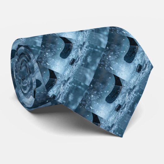 Hockey Modern Abstrakter Stick auf Eisblauen Shade Krawatte (Gerollt)