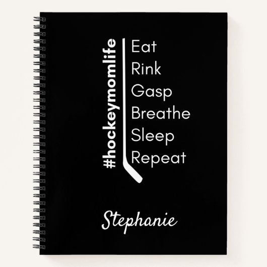 Hockey Mom Life Notebook wiederholen schwarz Notizblock (Vorderseite)