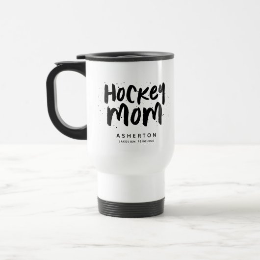 Hockey Mom trendschwarzer Typ personalisiert Reisebecher (Links)