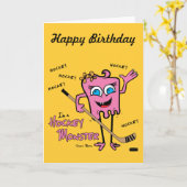 Hockey Monster Pink Grußkarte Karte (Gelbe Blume)