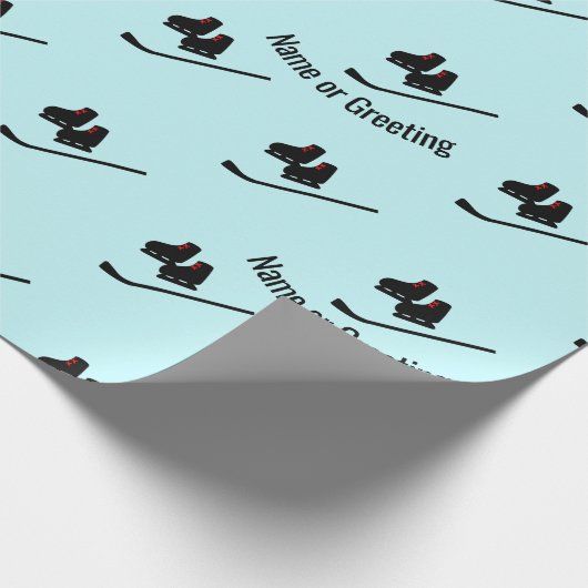 Hockey-Muster - Skate und Stick beliebigen Namen / Geschenkpapier (Ecke)