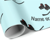 Hockey-Muster - Skate und Stick beliebigen Namen / Geschenkpapier (Rolleneckpunkt)