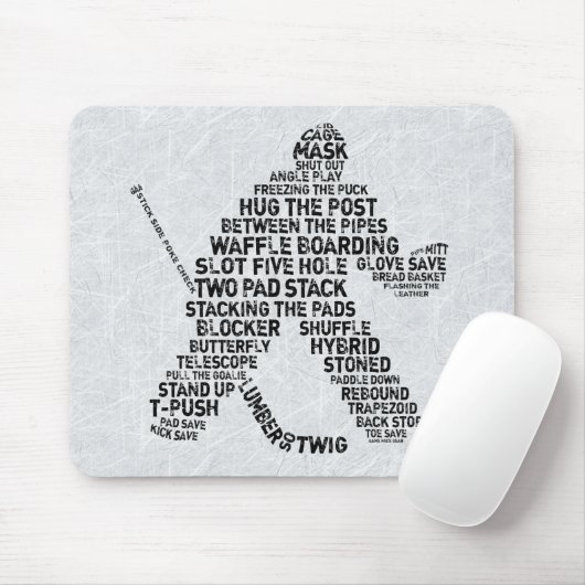 Hockey Netminder Word Art Mousemat Mousepad (Mit Mouse)
