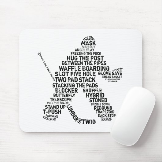Hockey Netminder Word Art Mousepad (Mit Mouse)
