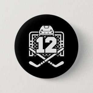 Hockey Nummer 12 Trikot Lustiger Hockeyspieler Spi Button