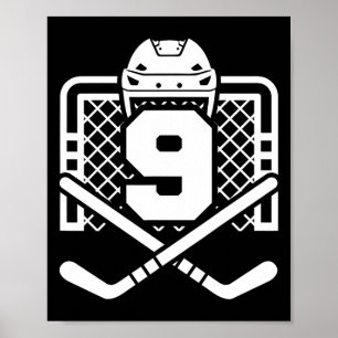 Hockey Nummer 9 Trikot Lustiger Hockeyspieler Spie Poster