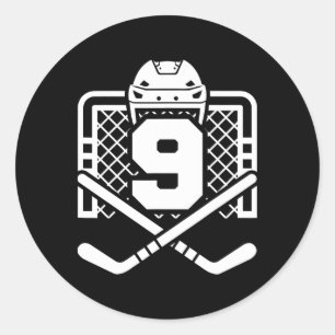 Hockey Nummer 9 Trikot Lustiger Hockeyspieler Spie Runder Aufkleber