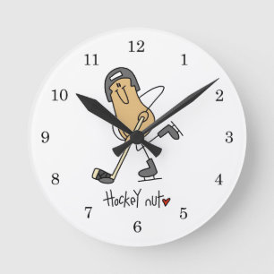 Hockey-Nuss-T-Shirts und Geschenke Runde Wanduhr