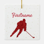 Hockey Ornament - Roter Funkel Skate und Spieler (Rückseite)