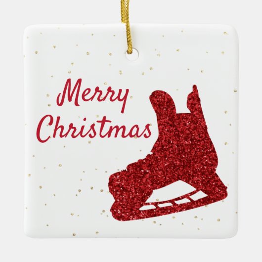 Hockey Ornament - Roter Funkel Skate und Spieler (Vorderseite)