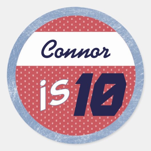 Hockey-Party-Aufkleber - Name/Altersaufkleber Runder Aufkleber (Vorderseite)