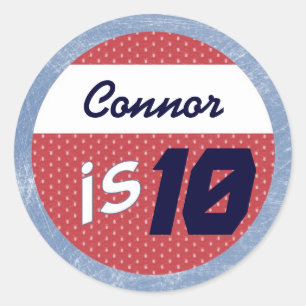 Hockey-Party-Aufkleber - Namen-/Alters-Aufkleber Runder Aufkleber