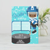 Hockey Party Geburtstagseinladungskarte (Stehend Vorderseite)