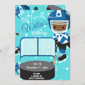 Hockey Party Geburtstagseinladungskarte (Vorne/Hinten)