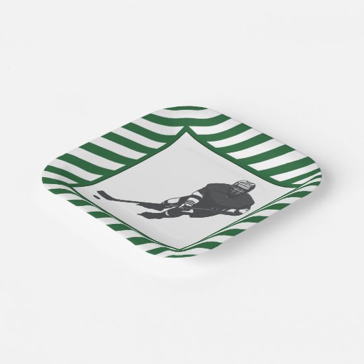 Hockey Party Green Pappteller (Gewinkelt)